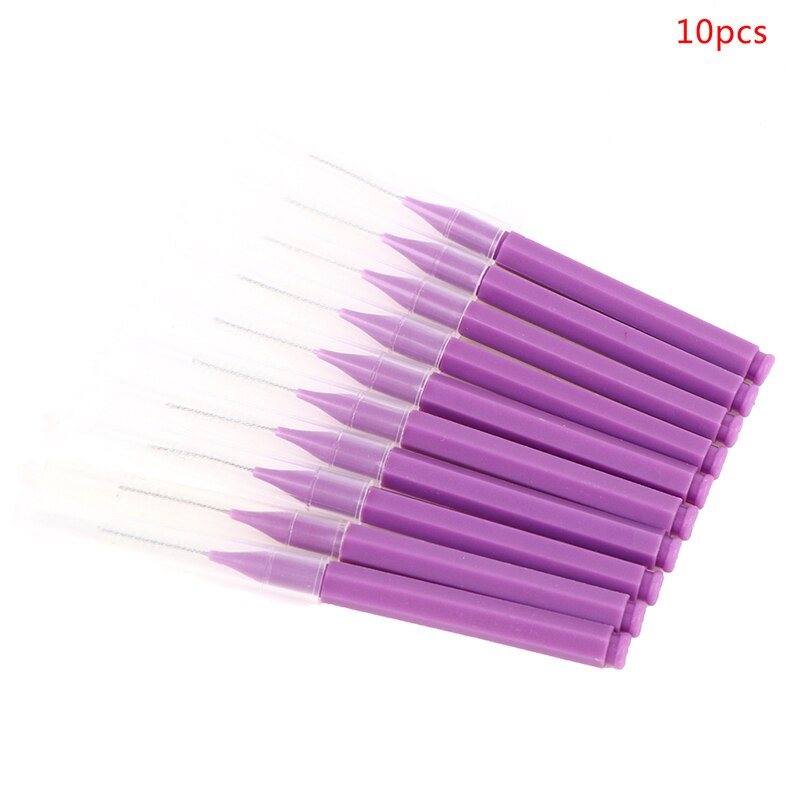 10pcs Healthy Tooth Floss Oral Hygiene Dental Floss Soft Plastic Interdental Brush Toothpick For Teeth Cleaning Oral Care: Purple