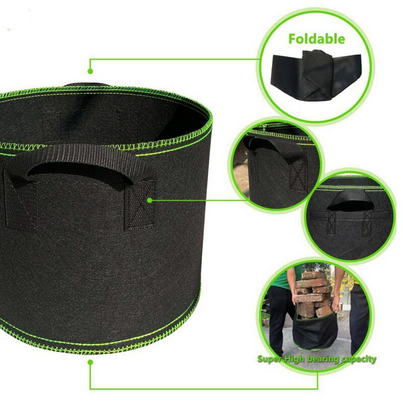 5Pcs Breathable Aeration Fabric Pots with Handles Planting Container Vegetable/Flower/Plant Grow Nursery Bags Pot 3/5/7gallon