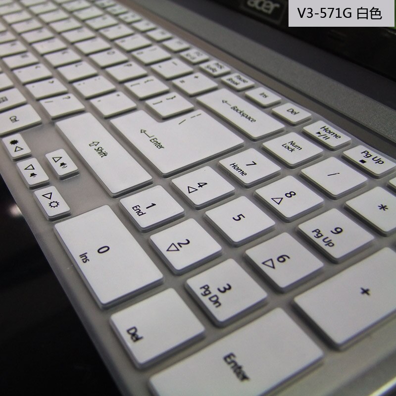 Til acer aspire  e1 522 570 532 5830 5755 v3 e5 511 571g 551g 572g 15.6 tommer bærbar notebook-tastaturdæksel beskyttende film: Hvid