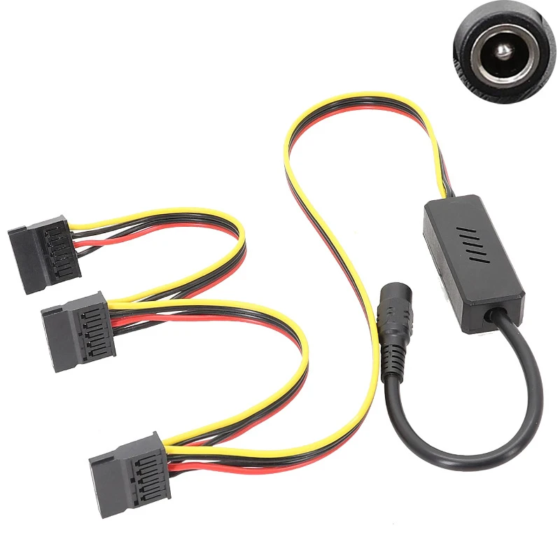 Adaptador DC 5525 a Sata Molex Cable de disco duro enchufe a 2 3 4 IDE 1x2x3x4xSATA Cable línea 12V a conector de conexión grande de 4 pines: Blanco