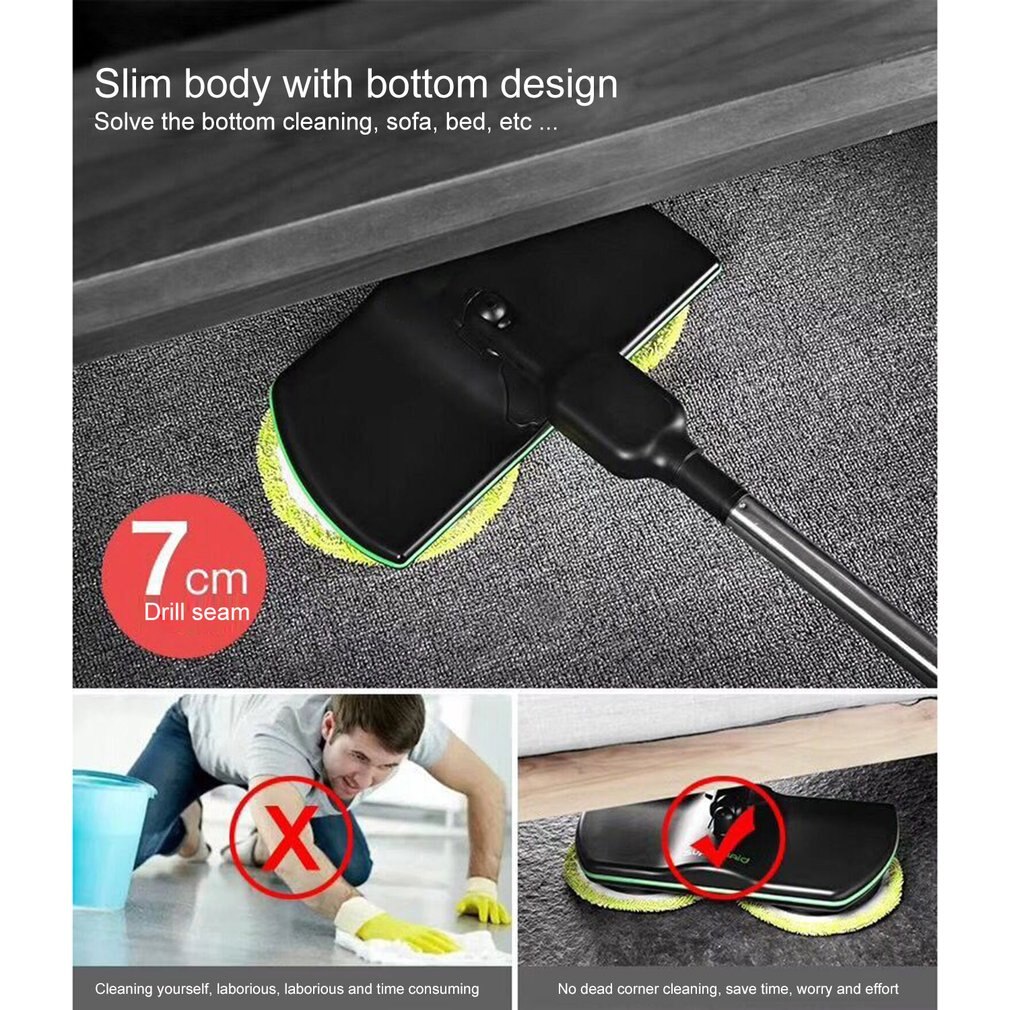 Rechargeable 360 Degree Rotation Cordless Floor Cleaner Scrubber Polisher Electric Rotary Mop Microfiber Cleaning Mop for Home