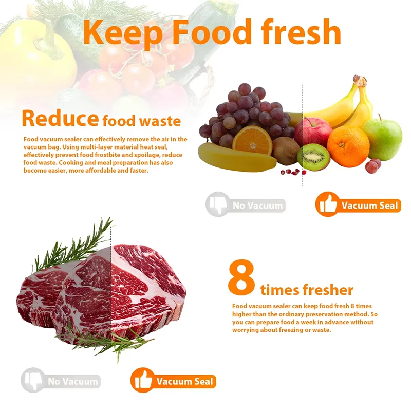 Vacuum Sealer Meat Vacuum Packaging Machine Food Preservation Household Small Automatic Compressor Free 10 Vacuum Bags