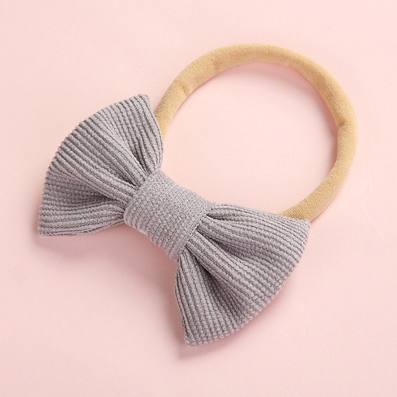 Cute Baby Girl Headband Nylon Bows Elastic Newborn Kids Turban Hair Band Headbands For Girls Haarband Baby Hair Accessories: gray