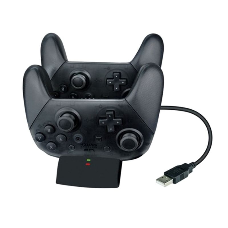 Estación de carga portátil, Joystick rápido, cargador de doble base, controlador de soporte con indicador LED para Switch Pro
