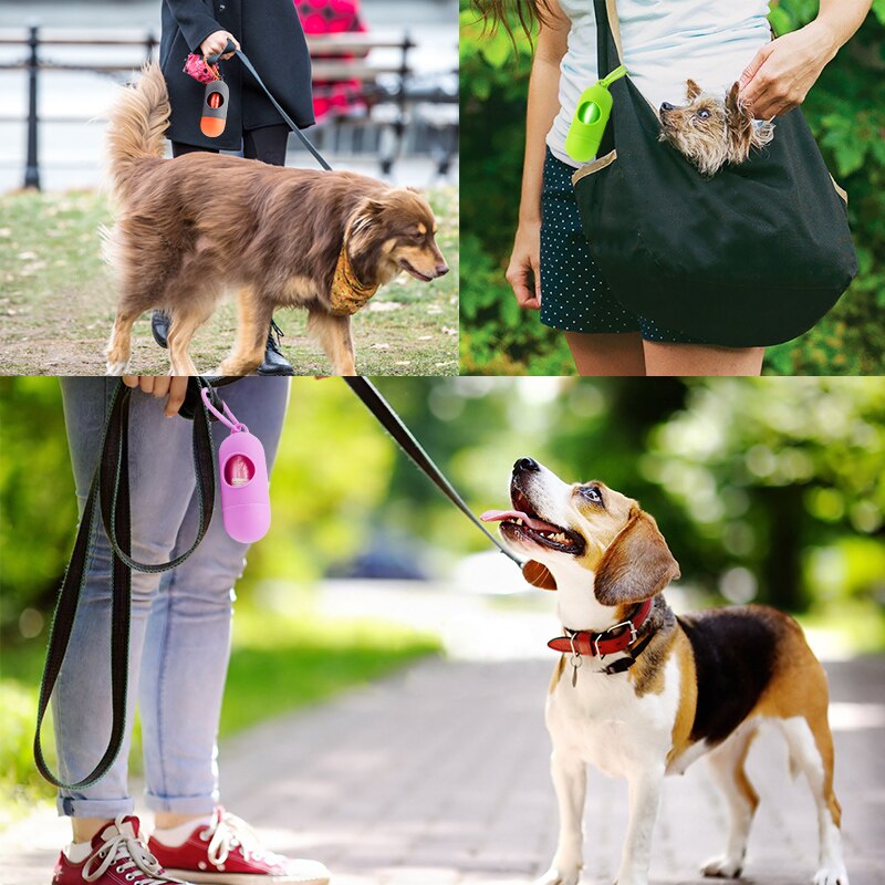 Dispensador de Bolsa para popó de policarbonato para perros y gatos, juego práctico de basura, suministros de limpieza, 1 unidad, 30 Bolsa para popó