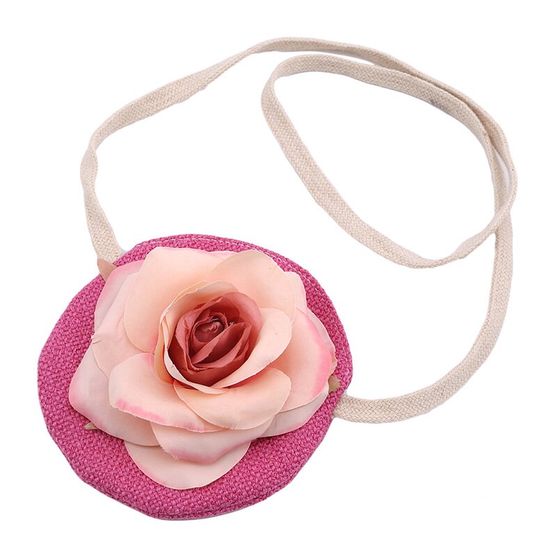 2020 crianças saco do mensageiro artesanal rosa flor bolsa criança bolsa de ombro bolsa moeda decoração monedero portemonnee: Red