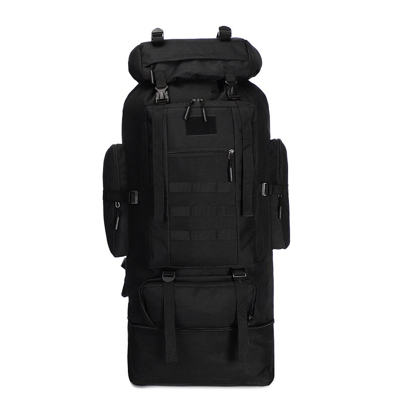 Fengtu 100L Grote Wandelen Klimmen Rugzakken Camouflage Softback Rugzak Voor Mannen En Vrouwen Sport Tassen Camping Reizen Rugzak: Black