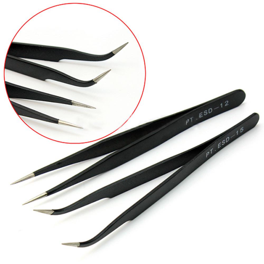 2Stck Gerade Gebogen Pinzette für Nagel Kunst Wimpern Verlängerung Zange Pflücken Werkzeug Wimpern Pinzette