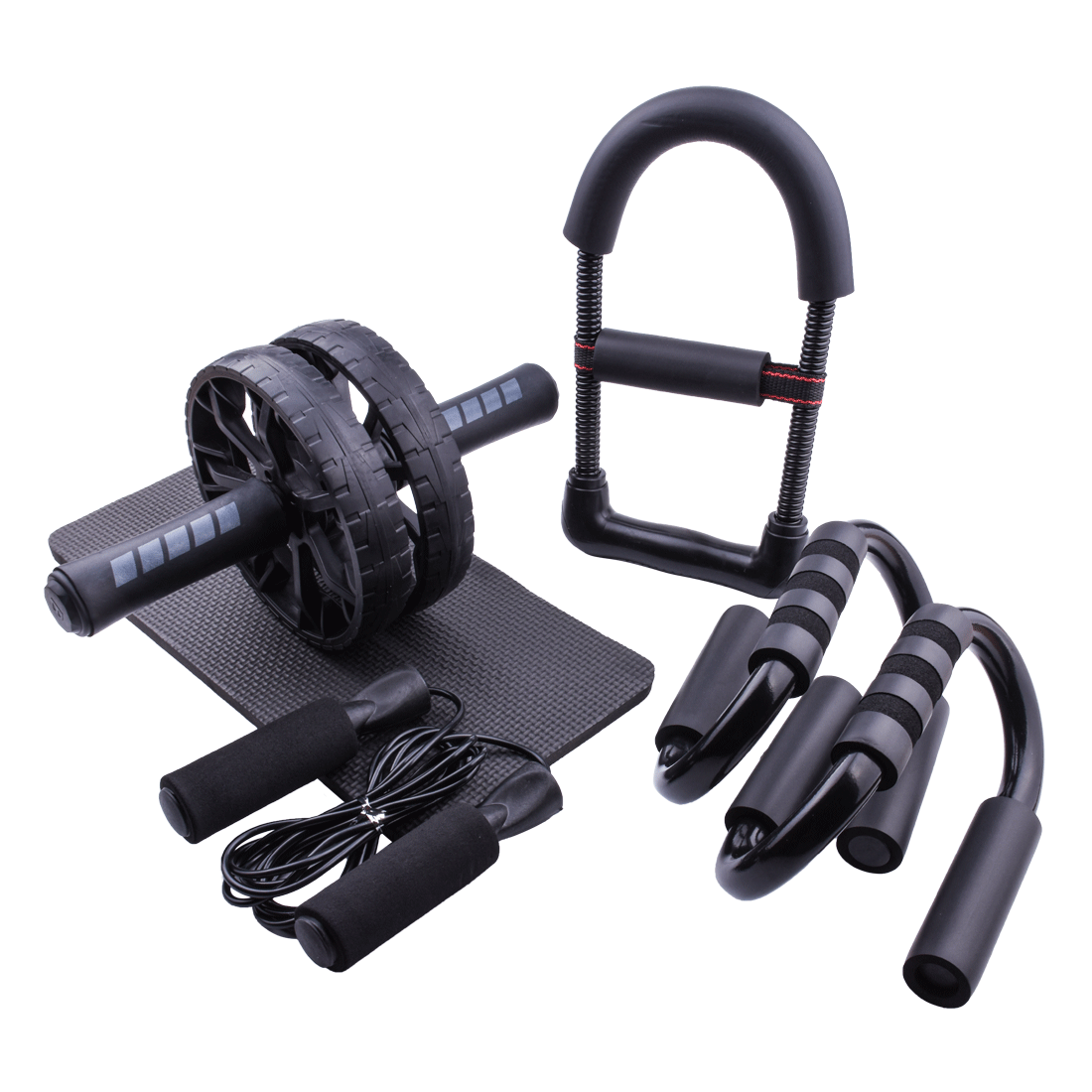 Jump Ropes AB Roller Power Wheel Machine Push Up Bar Wrist Trainer Workout Abdominal Exercise Set for Home Gym Fitness Equipment