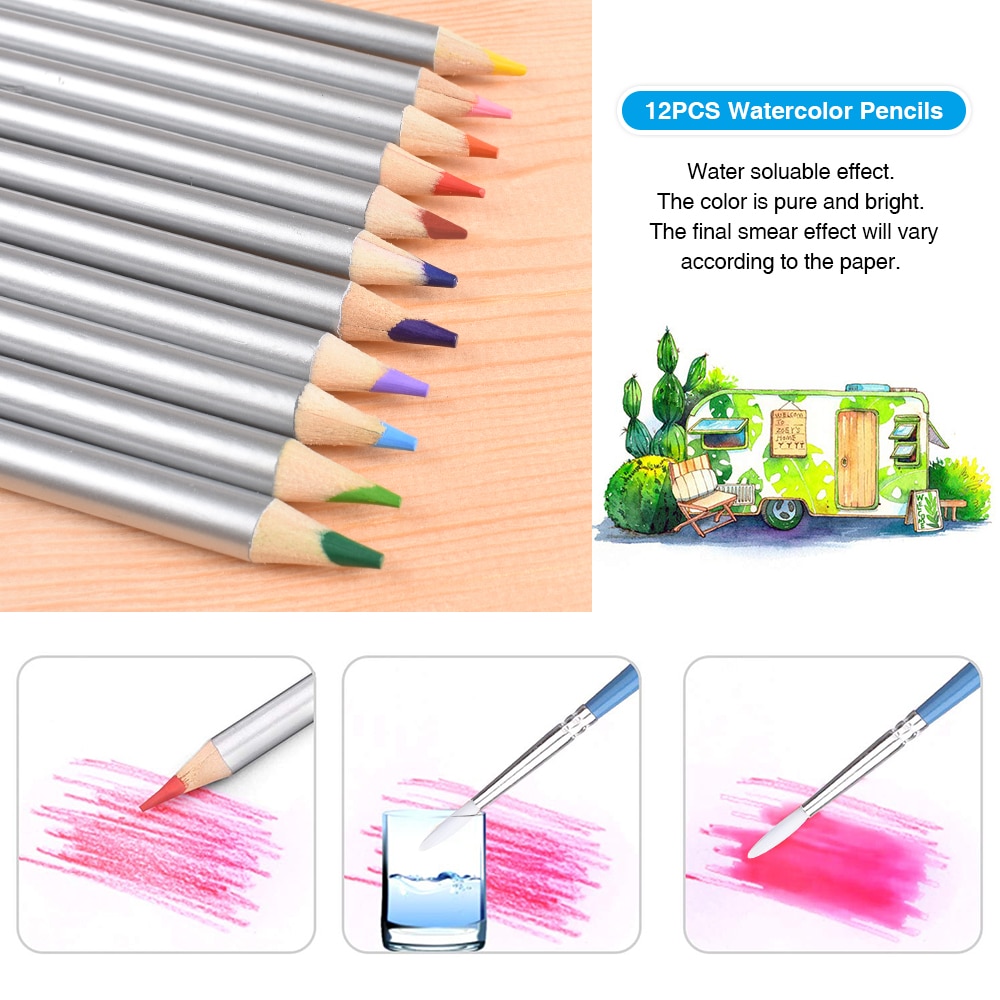 41PCS Drawing Pencils Set Sketching Watercolor Pencils Premium Art Supplies with Carrying Case Sketch Book for Kids Beginners