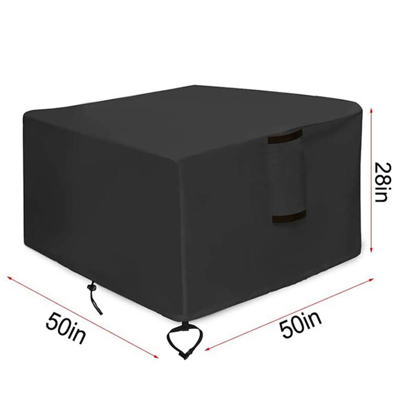 Square Fire Pit Table Cover 50X50X28 Inch Waterproof Heavy Duty Patio Gas Firepit Table Cover