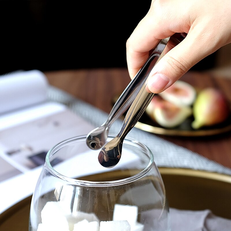 Stainless Steel Ice Tongs Portable Universal Sugar Tongs Food Tong Bread Food BBQ Clip Ice Cube Clamp Bar Kitchen Accessories