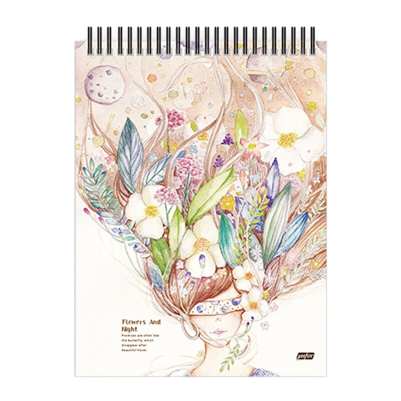50 Vellen A4 Papier Aquarel Schets Boek Notepad Voor Schilderij Tekening Dagboek Dagboek Notebook Schetsboek Met Spiraal Draad: Blindfolded girl