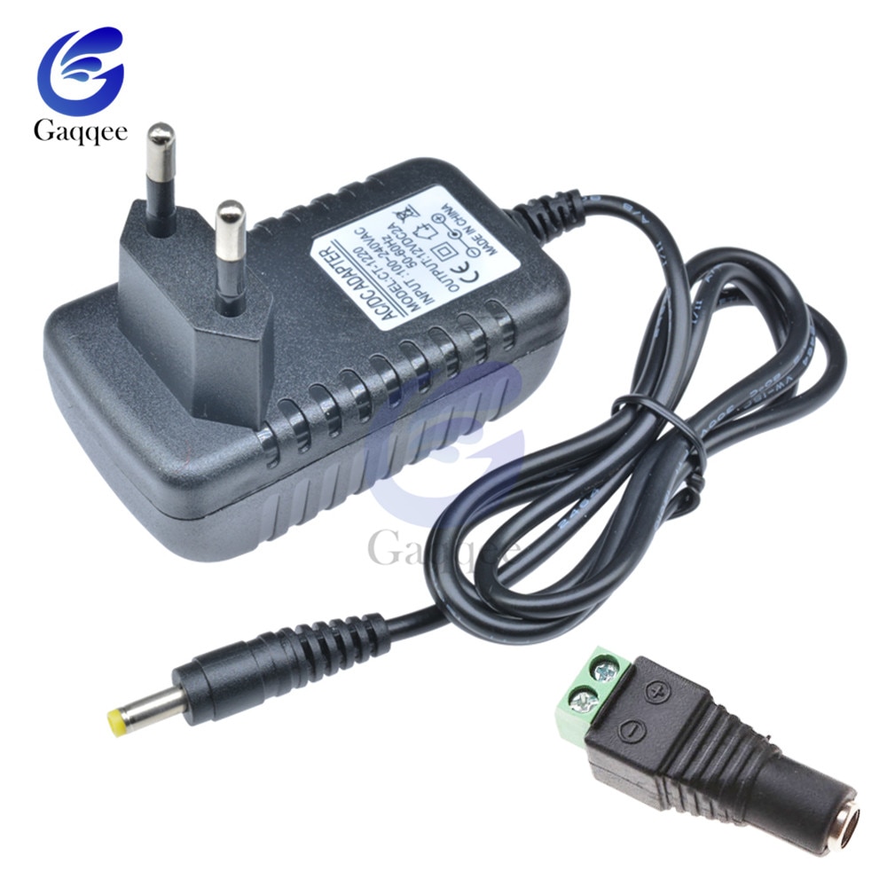 EU US Plug Driver Adapter AC 110 V 220 V naar DC 12 V 2A 5 V 1A 5.5 * 2.1mm LED Voeding + Vrouwelijke Connector Voor LED Strip Converter