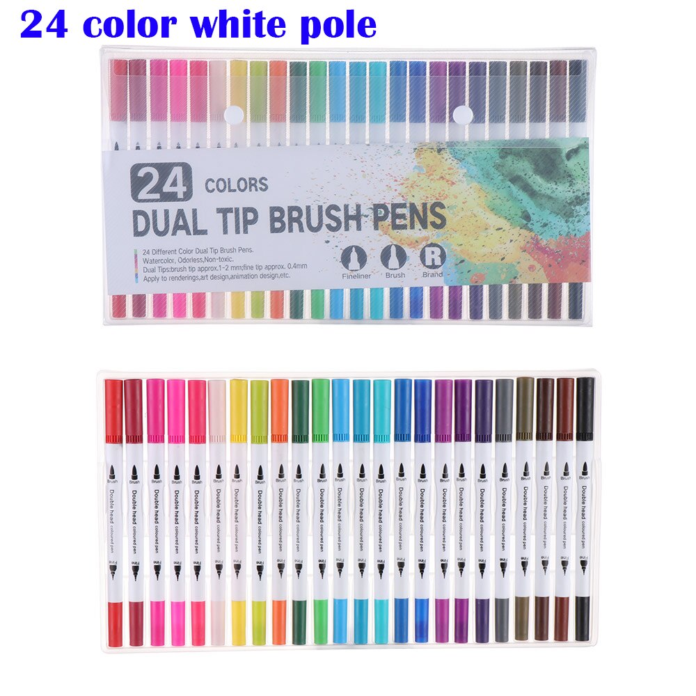 12/18/24/36/48/72/100Pcs/Pack Colors Double-Headed Watercolor Pen Color Marker Set Hook Line Pen Art Marker Pens School Supplies: 5