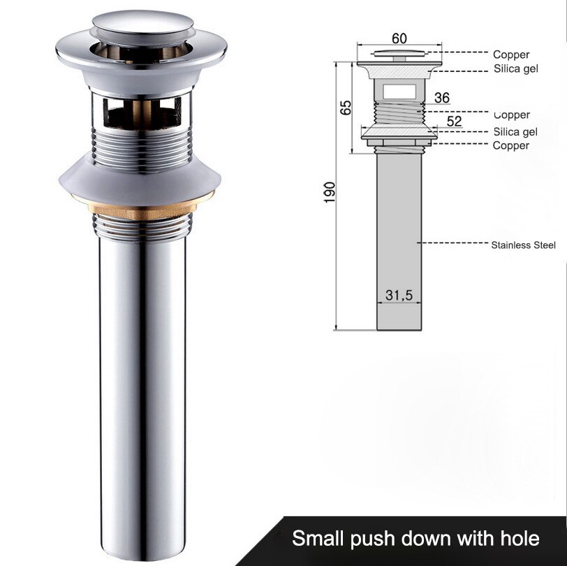 Gepolijst Chroom Wastafel Afvoer Luxe Koperen Wastafel Afvoer Pop Up Afvoer Met Messing Duw Pop Up Wastafel sink Opvangbakken: flip-with-hole