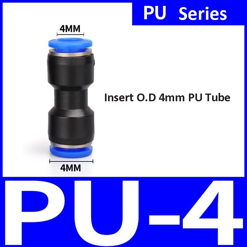 Pneumatiske fittings fitting plastkoblinger pu  pg 4mm 6mm to 8mm 10mm luft vannslange rør push-in rett luft hurtigkobling: Hvit