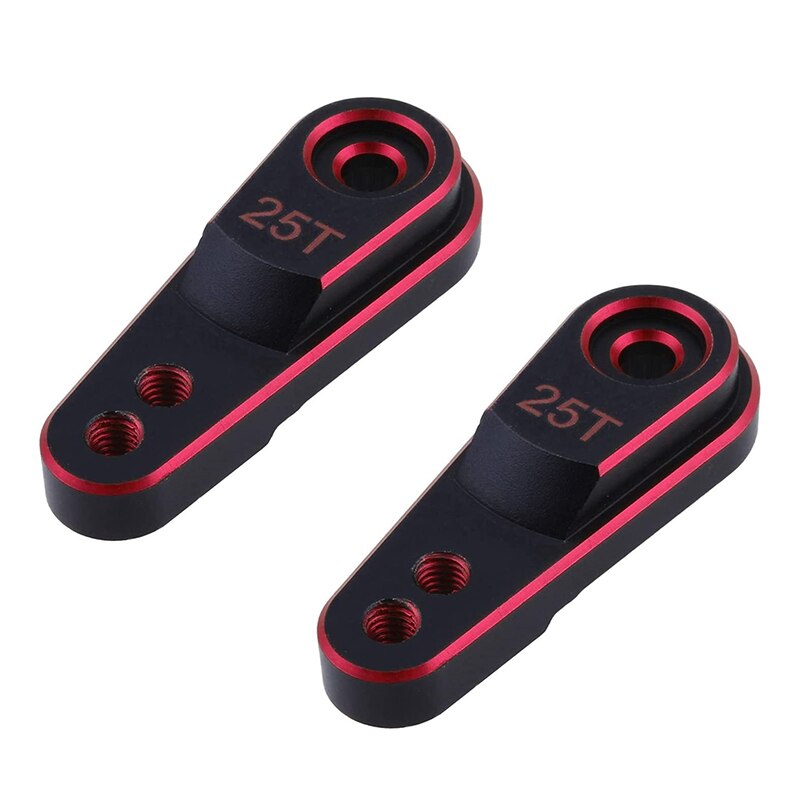 Servo de aleación de aluminio duro para coche de control remoto, 2 uds., 25T M3, enlace de dirección, claxon de brazo para 1/10 RC Crawler Traxxas TRX4, actualización piezas de Metal: Red