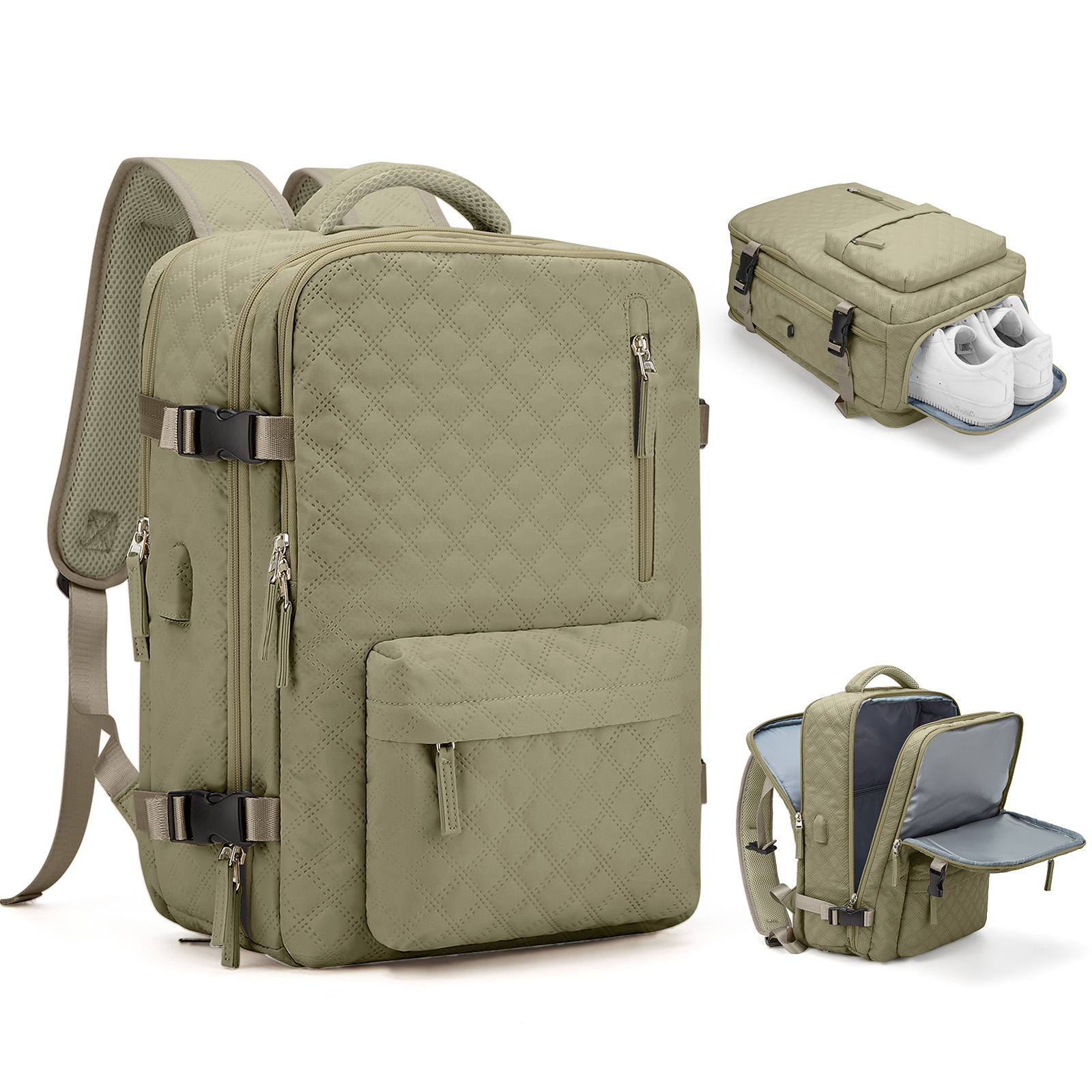 Easyjet 45x36x20 Reise rucksack für Männer Frauen Flug Handgepäck Handgepäck Tasche Weekender Tasche Kabinen größe Laptop Rucksäcke: Kakifarbig
