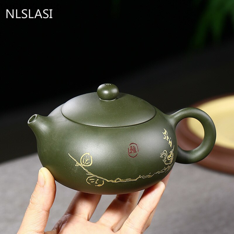 Äkta yixing tekanna lila lera xishi tekanna berömd handgjord original gruva grön lera vattenkokare kinesisk anpassad teware 240ml