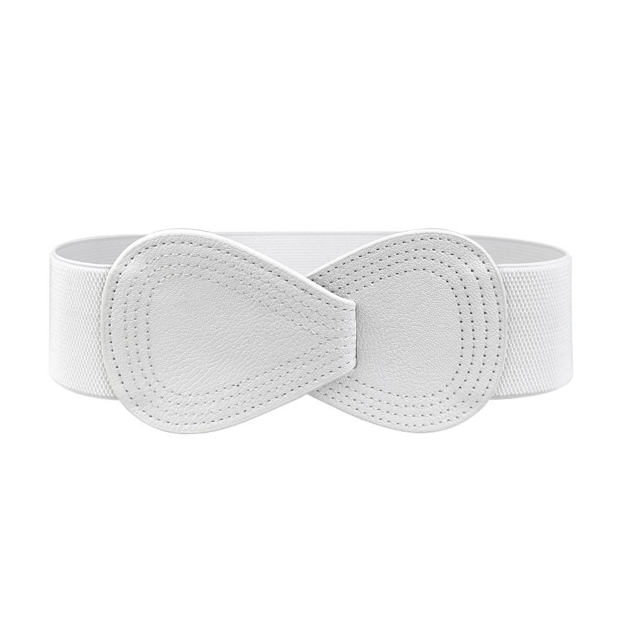 Elastisk linning til kvinner, dekorasjon til kjole til daglig pendling, midjebeskytter: Hvit / 80cm