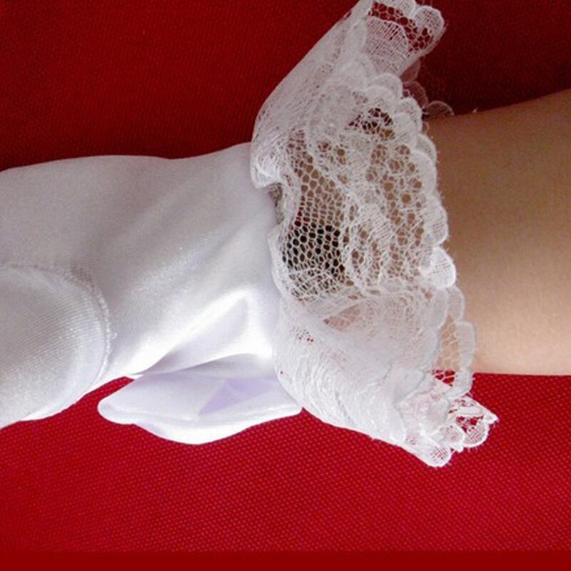 Guantes de encaje para niña, , novia, comunión, protección completa para los dedos, blanco