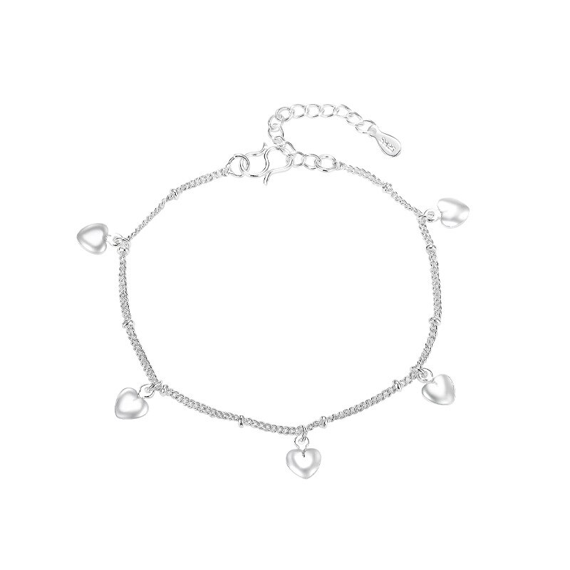 Esterlina 925 prata 5 corações clássicos pulseira charme feminino mão corrente jóias originais para o presente