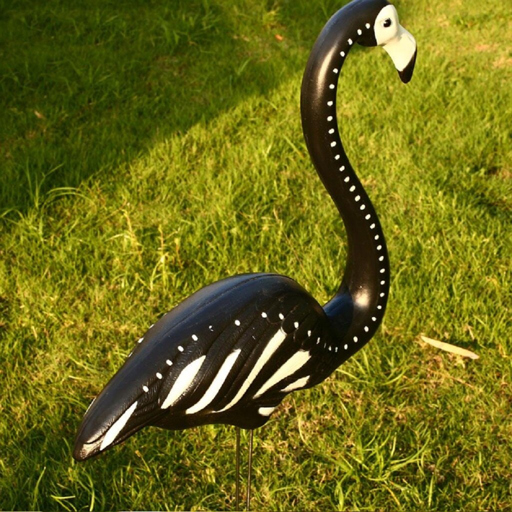 2pcs Black Skeleton Flamingo Statue Artificial Animal Model Lawn Garden Party Decorations Ornaments