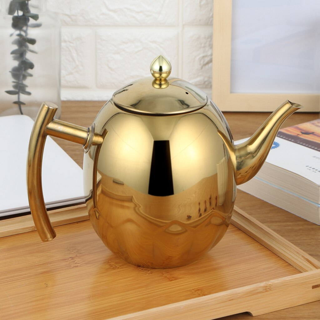 Rvs Waterkoker, Koffiezetapparaat Pot, Theepot Met Handvat En Zeef, Voor Melk Thee, koffie: 1.0 Liter