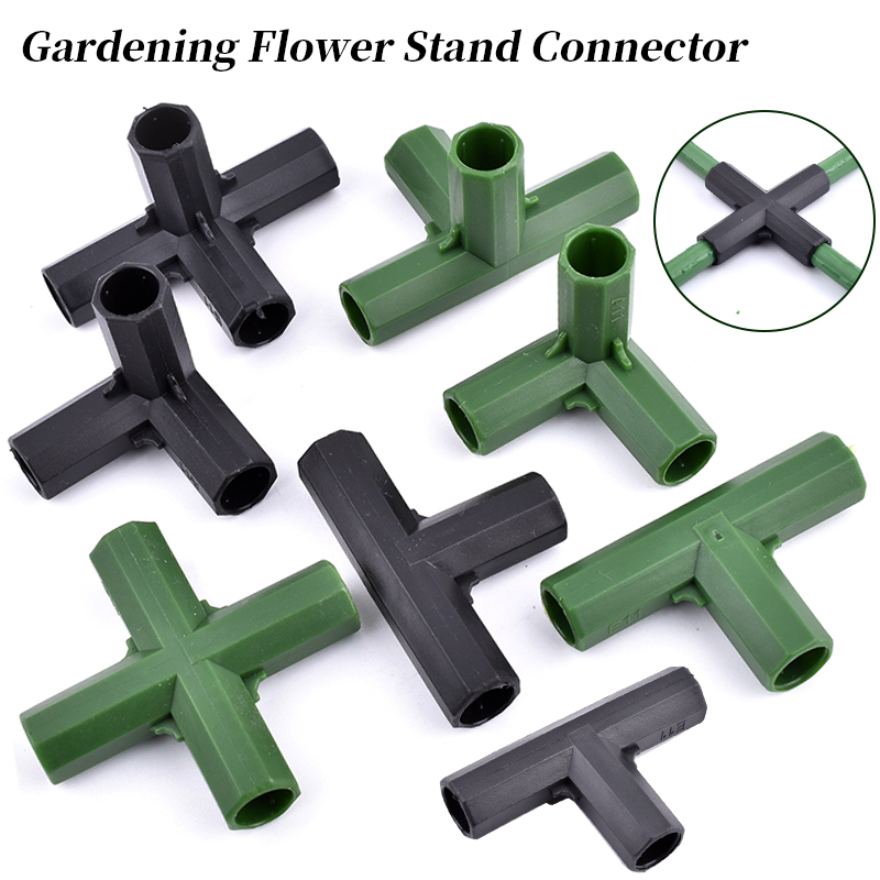 2/10/20 pçs 11mm estufa planta quadro conector jardim tubo suporte haste conjunta plástico afiação canto conexão acessórios de fixação