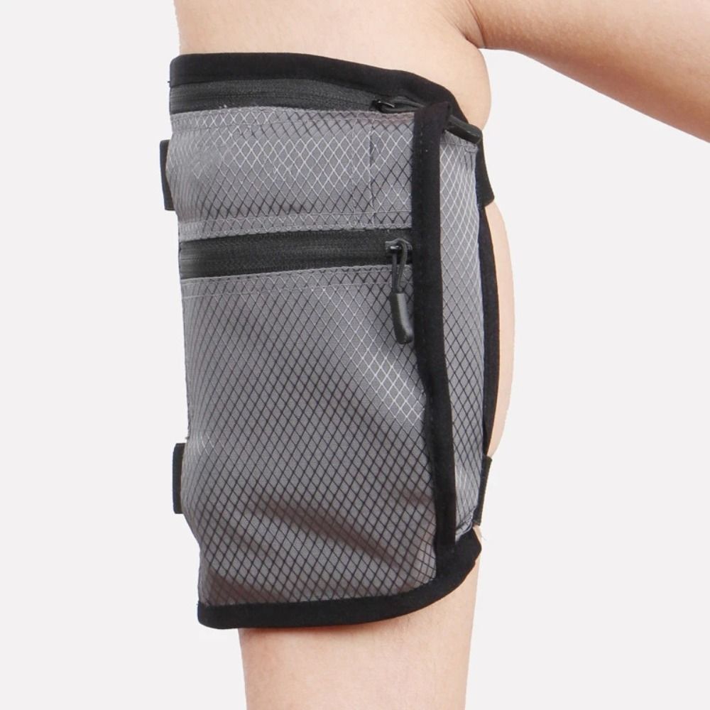 Nylon draussen Wadenbeintasche Wasserdichte Rutschfeste Beintasche Praktische Verstellbare Lauf-Handytasche praktisch-Zubehör: GRAUE FARBE