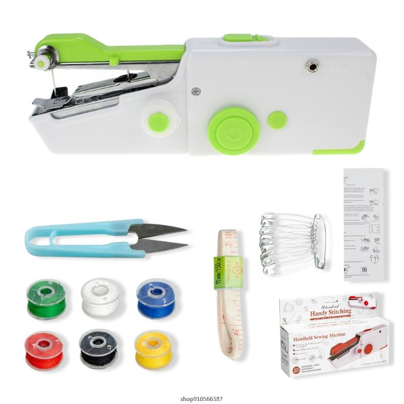 Mini Machine à coudre électrique à piles, petite Machine à coudre portative, Gadget domestique utile pour débutants et adultes, directe: Green