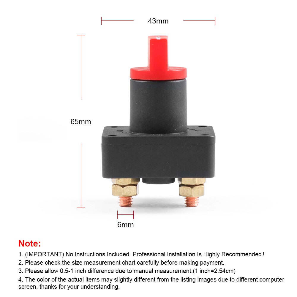 Mini Portable Waterproof Auto Car Truck Boat Camper 12V 100A Battery Isolator Disconnect Cut Off Switch Battery Cut Off Power