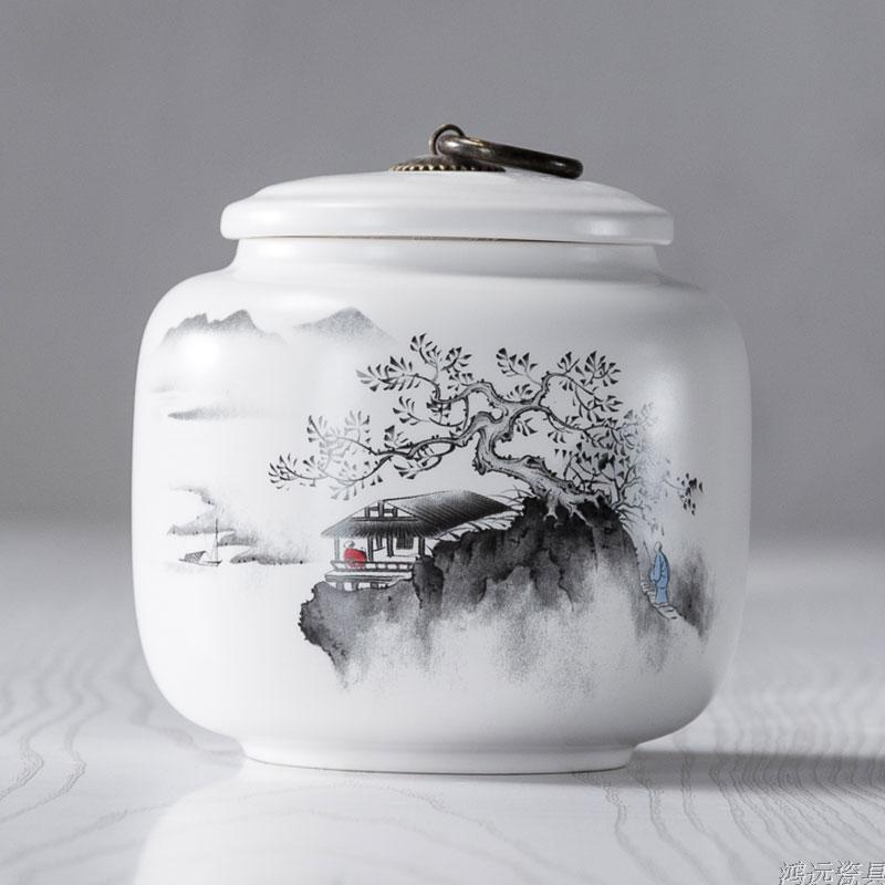 Ceramic Large Tea Caddies Handmade Chinese Moisture Proof Seal Tea Coffee Sugar Storage Jars Caja Para Te Home Storage 50