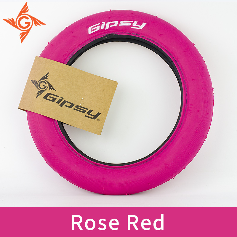 Pneus de vélo 12 pouces pour enfants, pneu lisse, 1.75g, 10 couleurs, 12x240, 60TPI,: rose red