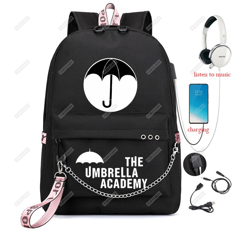 Plecak akademii parasolowej studenci torby szkolne wzór dziewczyny chłopcy tornister dziecięcy Mochilas Teenage Usb Charging Bookbag: Złota