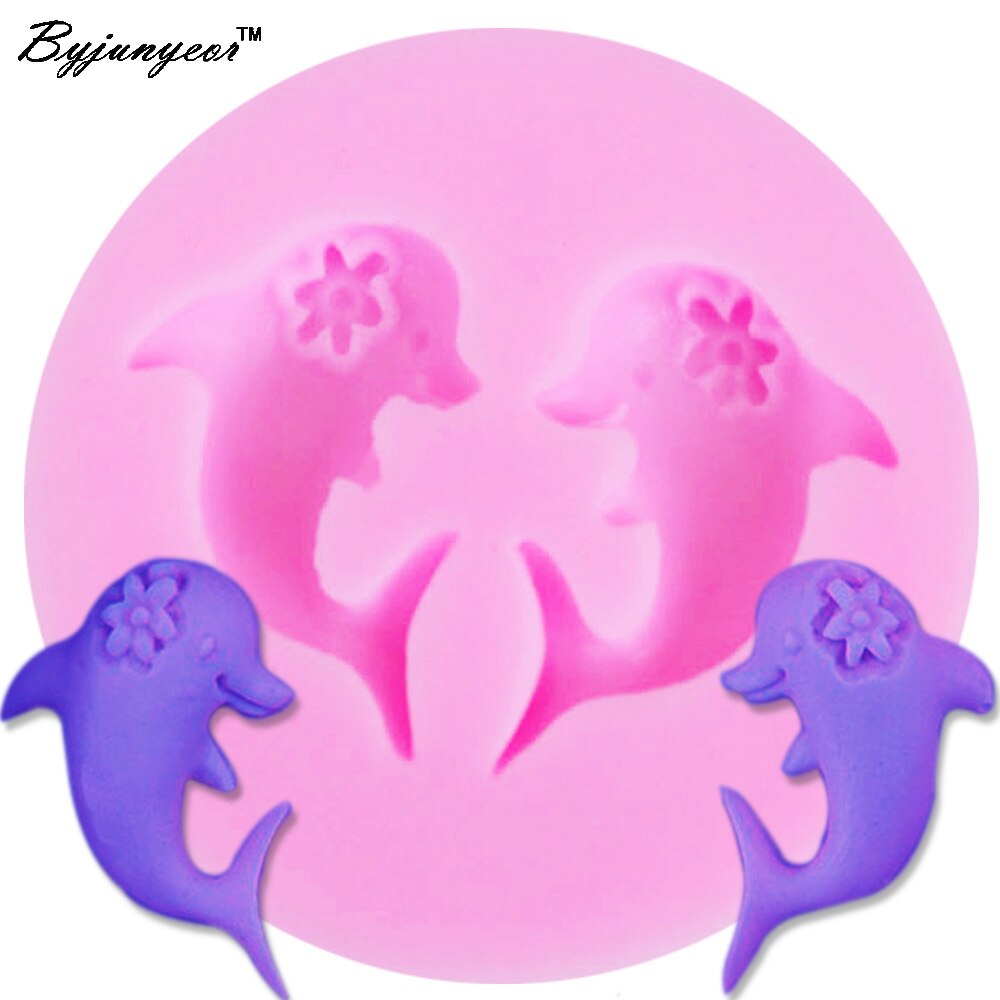 Byjunyeor  m237 delfin uv harts silikonform fondant choklad godis klubba kristall epoxi mjuk lera bakverktyg