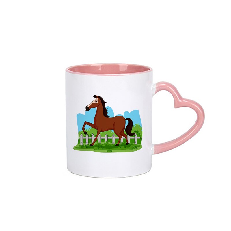 11oz Horse pattern Ceramic mug coffee Mugs Drinkware Coffee Tea Cups Novelty milk cup Drinkware KTDW-062: KTDW-062-C