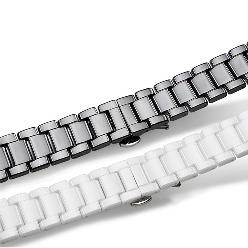 Bracelet de montre en céramique de 14 15 16 17 18 19 20 21 22mm bracelet de montre blanc noir pour hommes et femmes