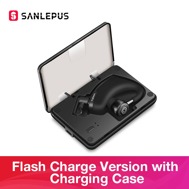 Sanlepus Bluetooth Oortelefoon Draadloze Hoofdtelefoon Handsfree Headset Oordopjes Met Hd Microfoon Voor Telefoon Iphone Xiaomi Over Ear: FastCharge with Case