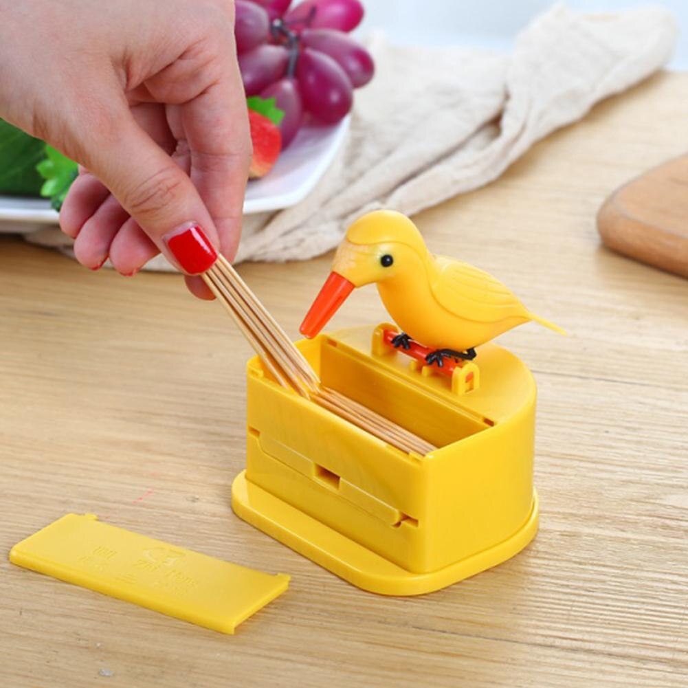 Kleine vogel tandenstoker dispenser, creatieve push-type