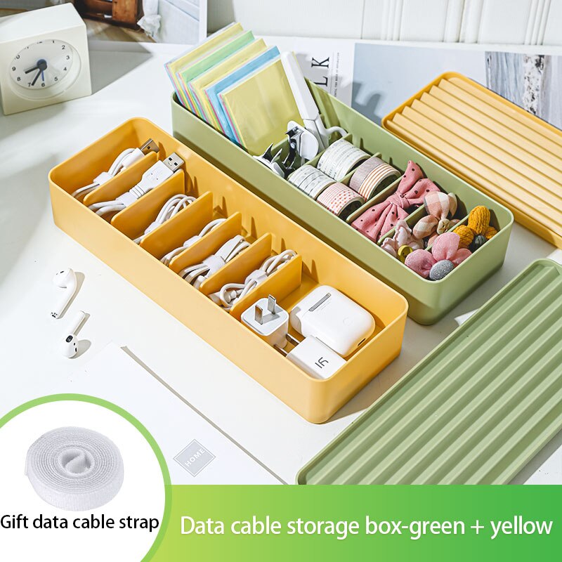 Data Cable Storage Box Cover Dustproof Power Wire Tray Network Charger Cable Tube Earphone Cable Organizer: Blending 2pc