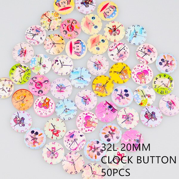 Botones de madera redondos y coloridos para bebé, botón de madera natural rosa, botones de para ropa, accesorios de costura de ropa: CLOCK BUTTONS