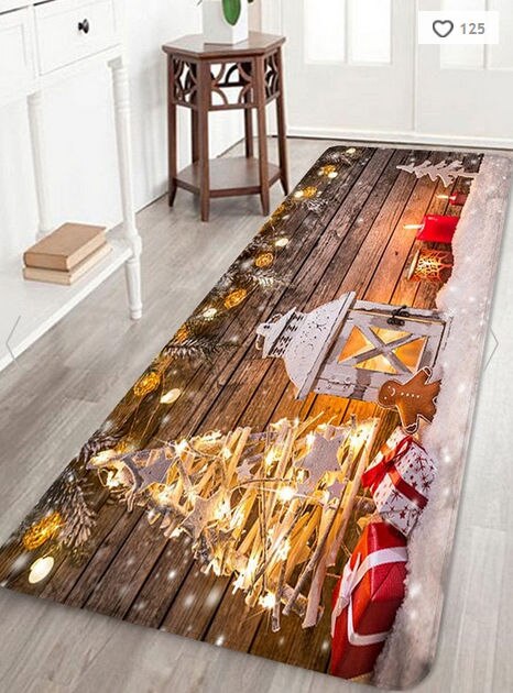 1Pc 3D Kerst Tapijt Kerstman Print Tapijten Waterdichte Flanel Tapijten Pads Thuis Floor Decor: W60cmxL90cm / 1