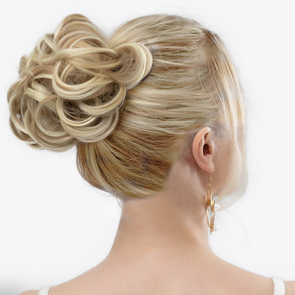 Extensiones de moño de pelo sintético para mujer, coleteros de pelo rizado desordenado, moño negro, Donut, piezas Updo para uso diario en fiestas: #22