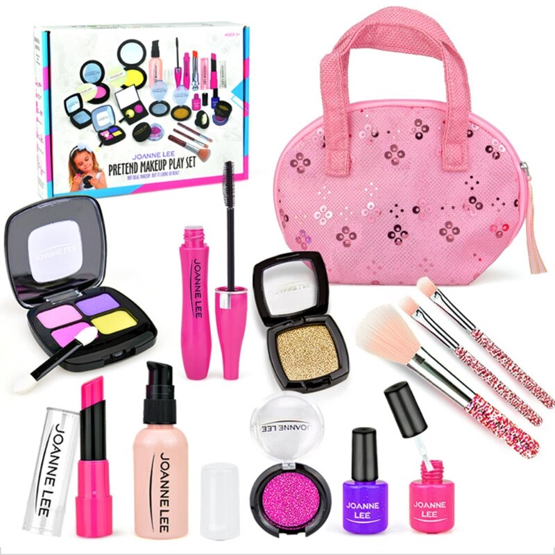 Girls Make Up Toy Set Pretend Play Princess Pink Makeup Beauty Safety Non-toxic Kit Toys for Girls Dressing Cosmetic Travel GXMB: C