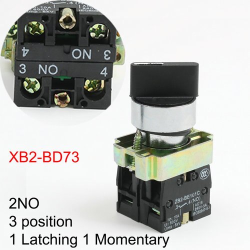 Xb2-bd21 bd25 bd33 bd53 bd73 1no/2no/1 nej 1nc 2/3 position låsning selvlåsende vælger trykknap switch øjeblikkelig selv-reset: Xb2-bd73