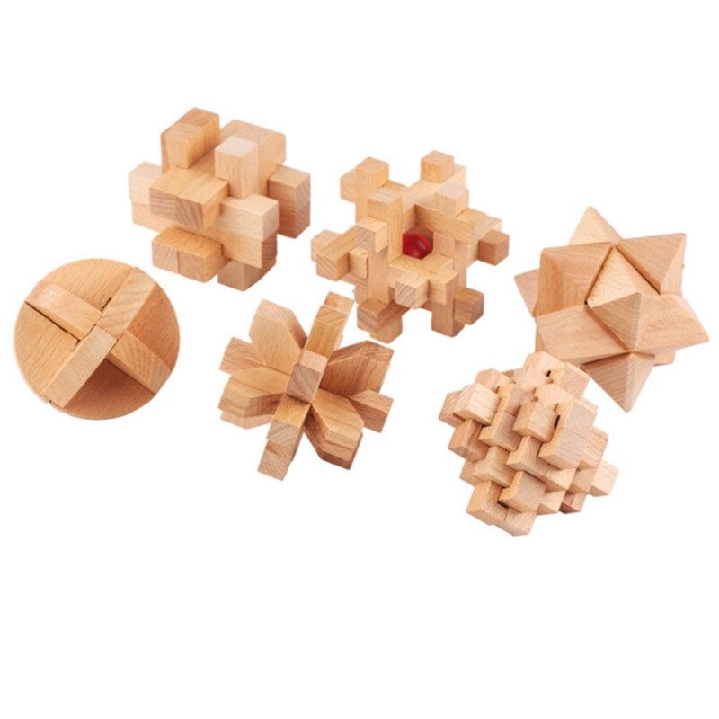 6 Pz/impostato Nuovo Disegno Kong Ming Blocco Rompicapo 3D di Legno Nove collegamento ad incastro sbavatura puzzle Giocattolo Gioco per Adulti bambini: Default Title