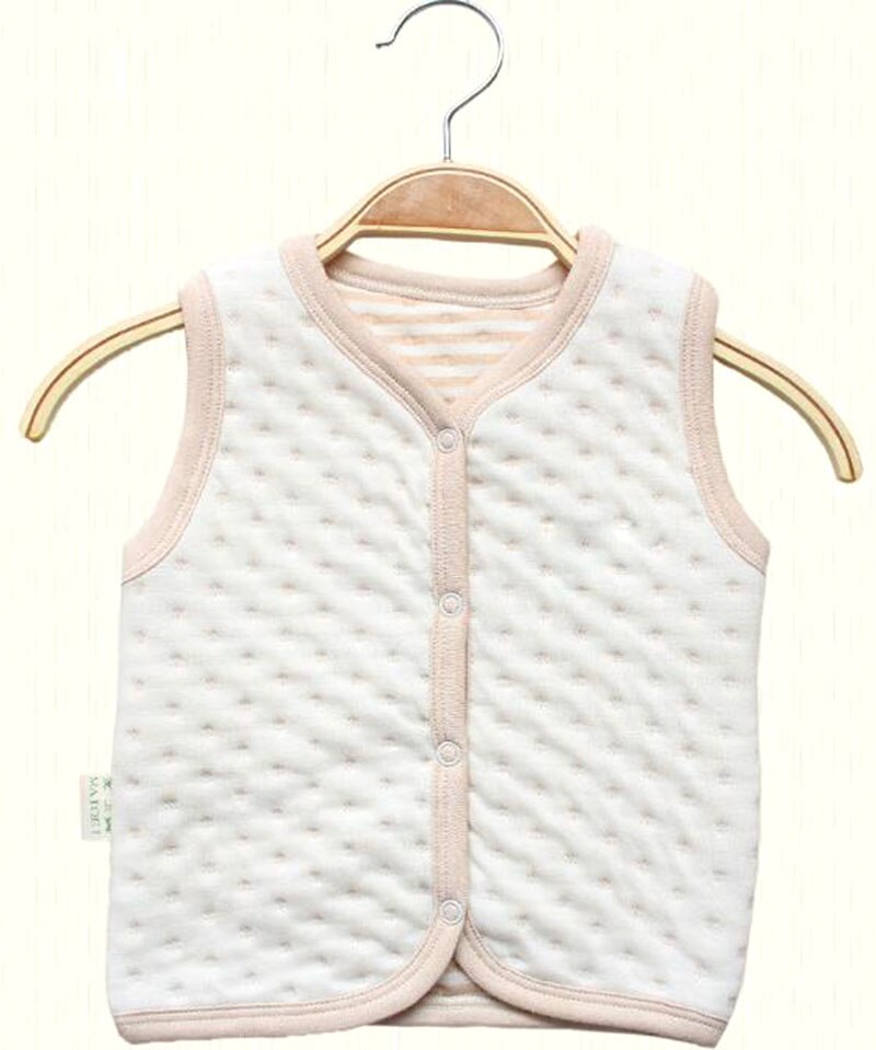 3 ~ 18 monate Infant Baby Mädchen Junge Kleinkind Nette Jacquard Organische Baumwolle Weste Weste Jungen Mädchen Mäntel Kinder Weichen kleidung: Light brown / 6m