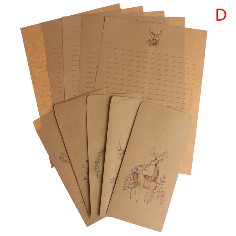 20pcs Forest Elk letter paper envelope set retro kraft letter Paper Envelope Set Christmas Envelope